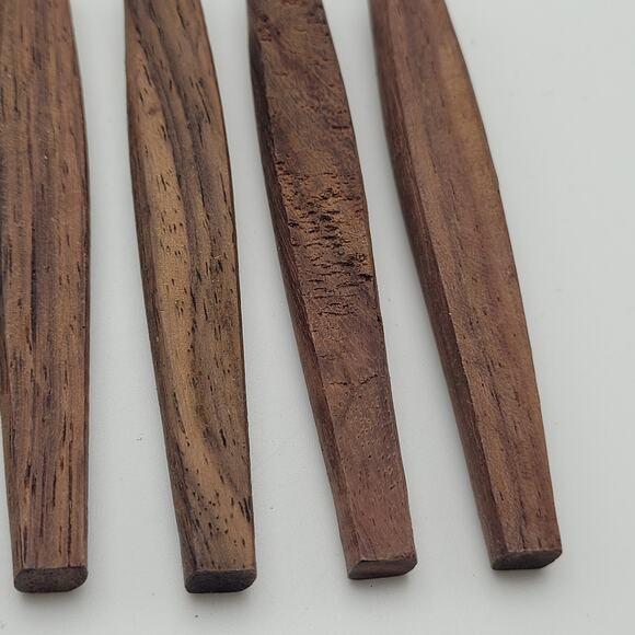 Vintage MCM Stainless Steel Wood Handle Appetizer Cheese Fondu Forks Set of 6 - Picture 4 of 5